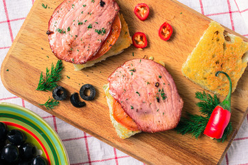 Toast with ham