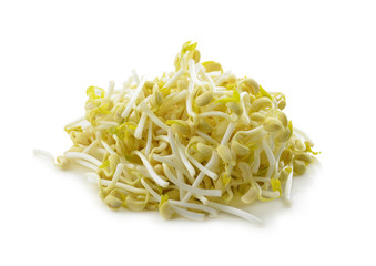 bean sprouts, soybean sprouts on a white background