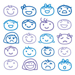 Face Kids Draw Emotion Feeling Icon Cute Cartoon Vector Design