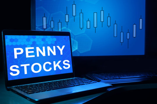 Computer With Words Penny Stocks. Trading Concept.