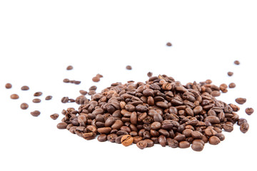 Coffee beans on white background.