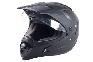 black motorcycle helmet isolated