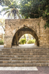 Stone arches and gallery in old Jaffa