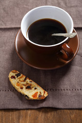 Cup of coffee with biscuits