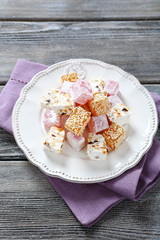Pile of candy on a plate