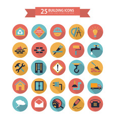 Flat building icons