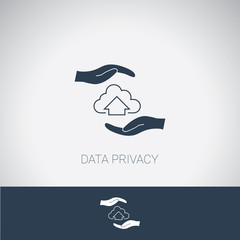 Data privacy symbol. Cloud computing protection and security