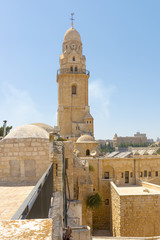 Fototapeta premium narrow streets of old Jerusalem. Armenian Church Cathedral