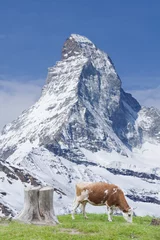 Tableaux ronds sur aluminium brossé Cervin Stunning landscape of Swiss