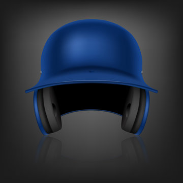 Blue Baseball Helmet. Vector Background.