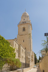 Fototapeta na wymiar narrow streets of old Jerusalem. Stone houses and arches
