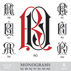 Vintage Monograms RO RB RC RY RU RR RW