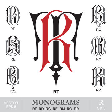 Naklejki Vintage Monograms RT RD RG RE RM RQ RR