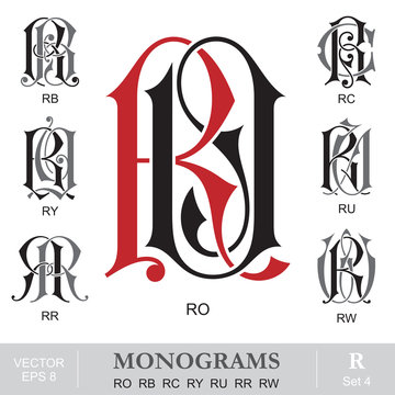 Vintage Monograms RO RB RC RY RU RR RW