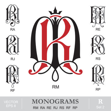 Vintage Monograms RM RA RE RJ RS RF RP