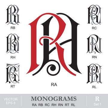 Vintage Monograms RA RB RC RH RN RT RL