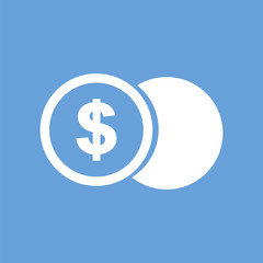 Fototapeta premium Dollar coin white icon