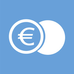 Euro coin white icon