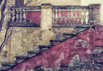 old staircase, a stylized photo by vintage