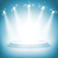 Illuminated stage podium award ceremony vector illustration