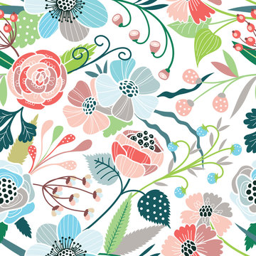 Fototapeta Seamless floral pattern