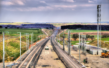 Fototapeta na wymiar High-speed railway LGV Est phase II under construction near Save