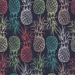 Stickers pour porte Ananas Modèle sans couture d& 39 ananas
