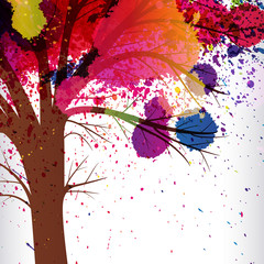 abstract background, tree with branches made of watercolor drops