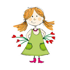 Mädchen mit Blumen - Alles Liebe