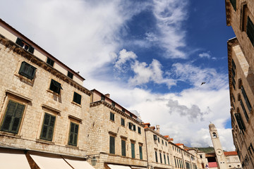 Fototapeta na wymiar cloudy sky over the streets of Dubrovnik