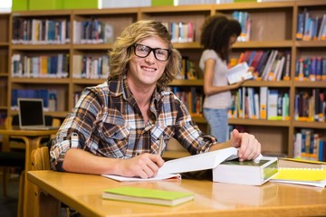 Student studying in the library