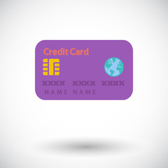 Credit card single flat icon.