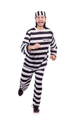 Prison inmate isolated on the white background