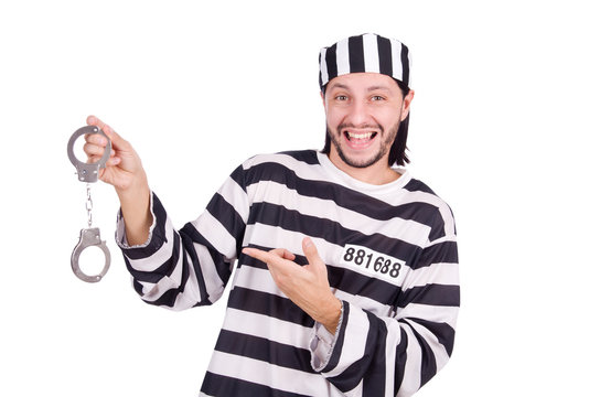 Prison inmate isolated on the white background