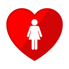 Icono corazon con simbolo mujer