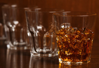 Glasses with whiskey