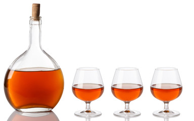 Bottle and glass with cognac