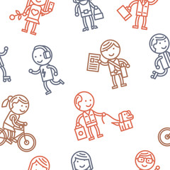 Seamless pattern with people. Vector illustration.