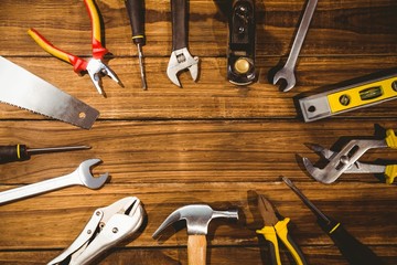 DIY tools laid out on table