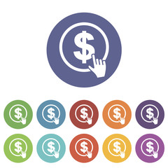Dollar click flat icon