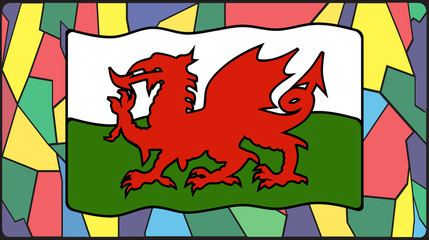 Welsh Flag On Stained Glass