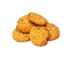 Anzac biscuits on a white background.