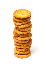 Anzac biscuits on a white background.