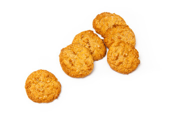 Anzac biscuits on a white background.