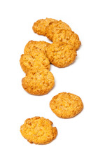 Anzac biscuits on a white background.