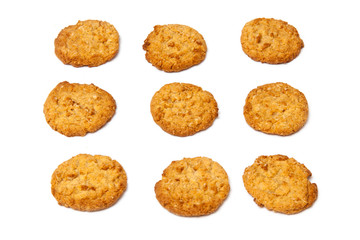 Anzac biscuits on a white background.
