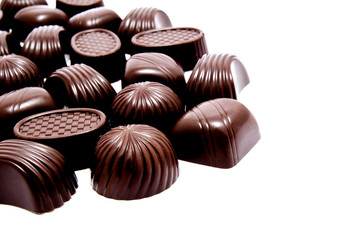 Assortment of chocolate candies isolated on a white