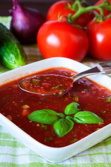 gazpacho served with basil