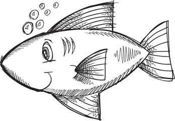 Doodle Sketch Fish Vector Illustration Art