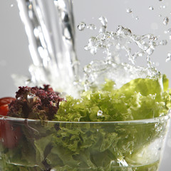 Leaf lettuce and water
